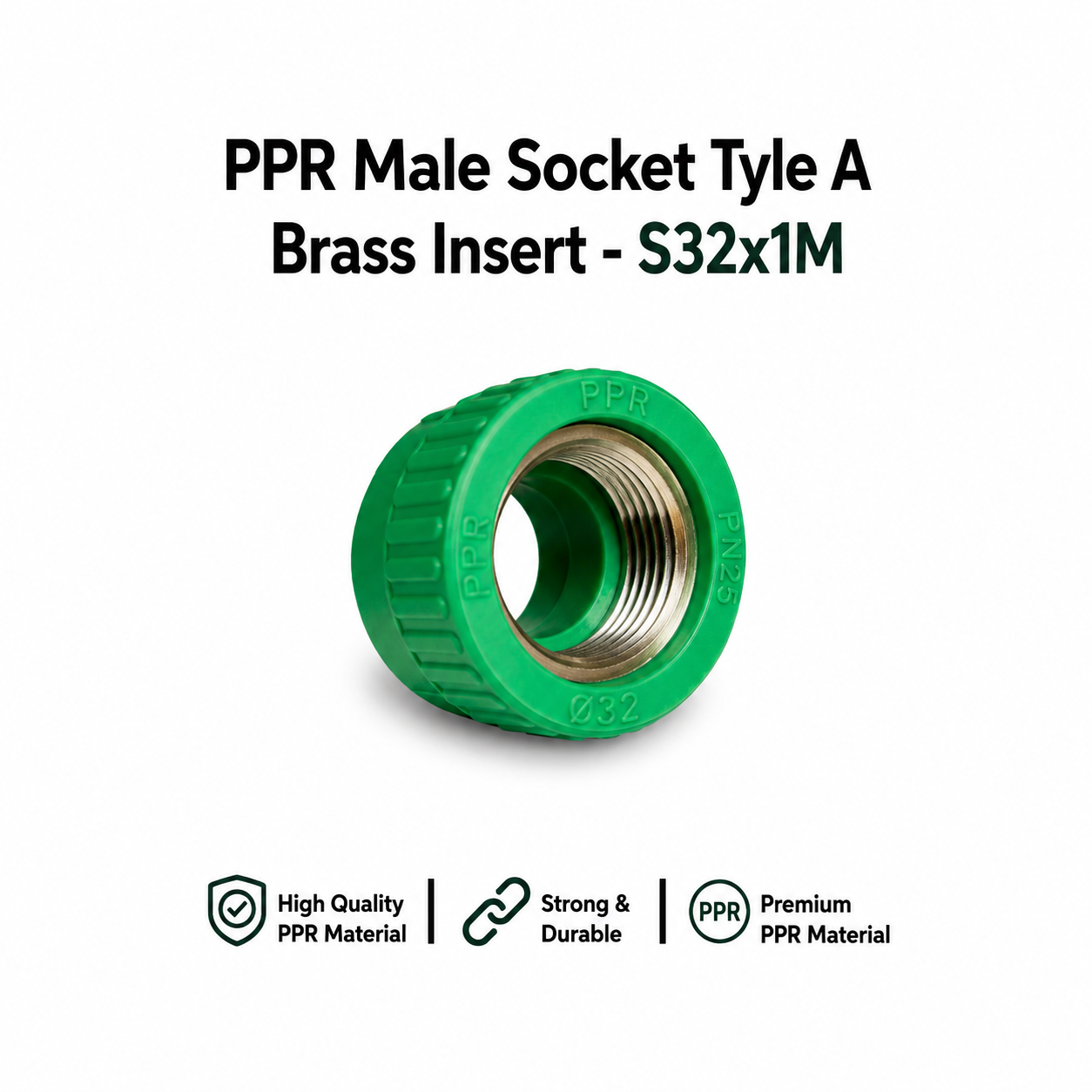PP-R Male Socket Tyle A Brass Insert - S32x1M